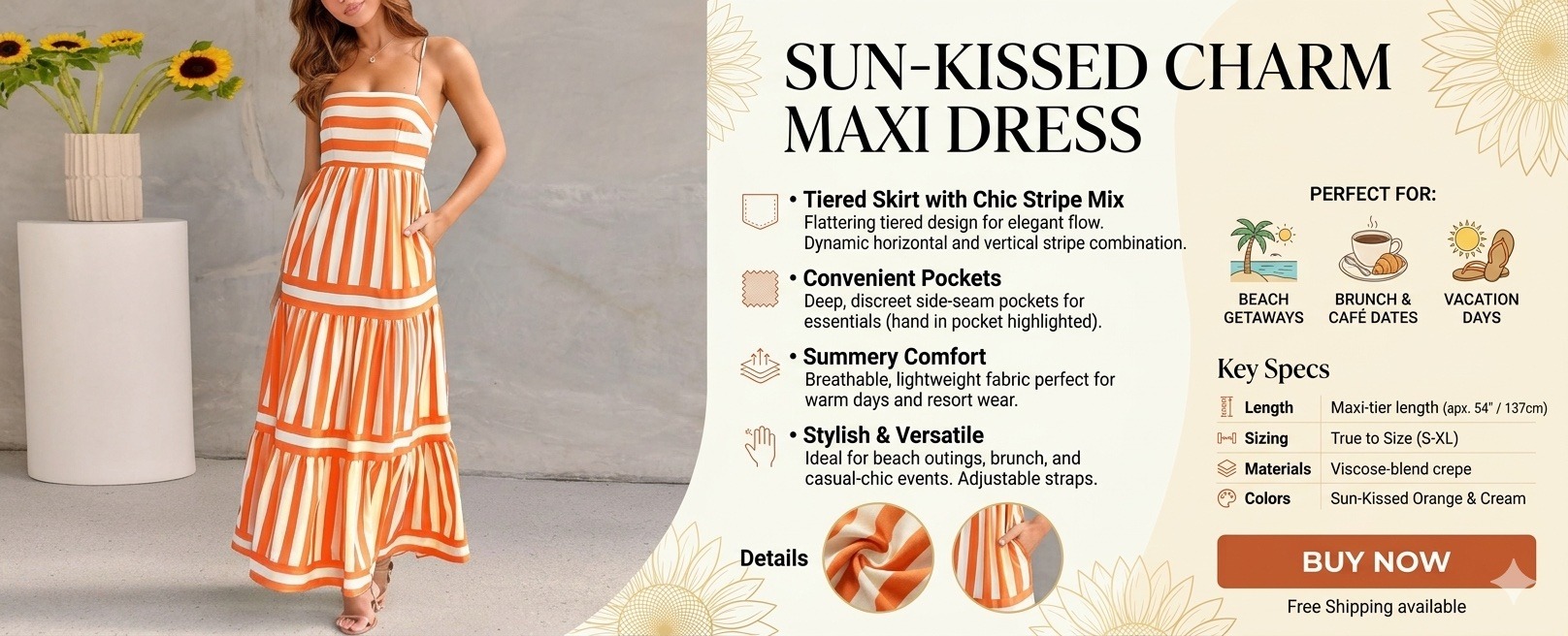 pink and red striped tiered maxi dress with adjustable spaghetti straps