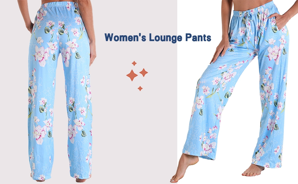 Women Comfy Casual Pajama Pants with Pockets & Drawstring