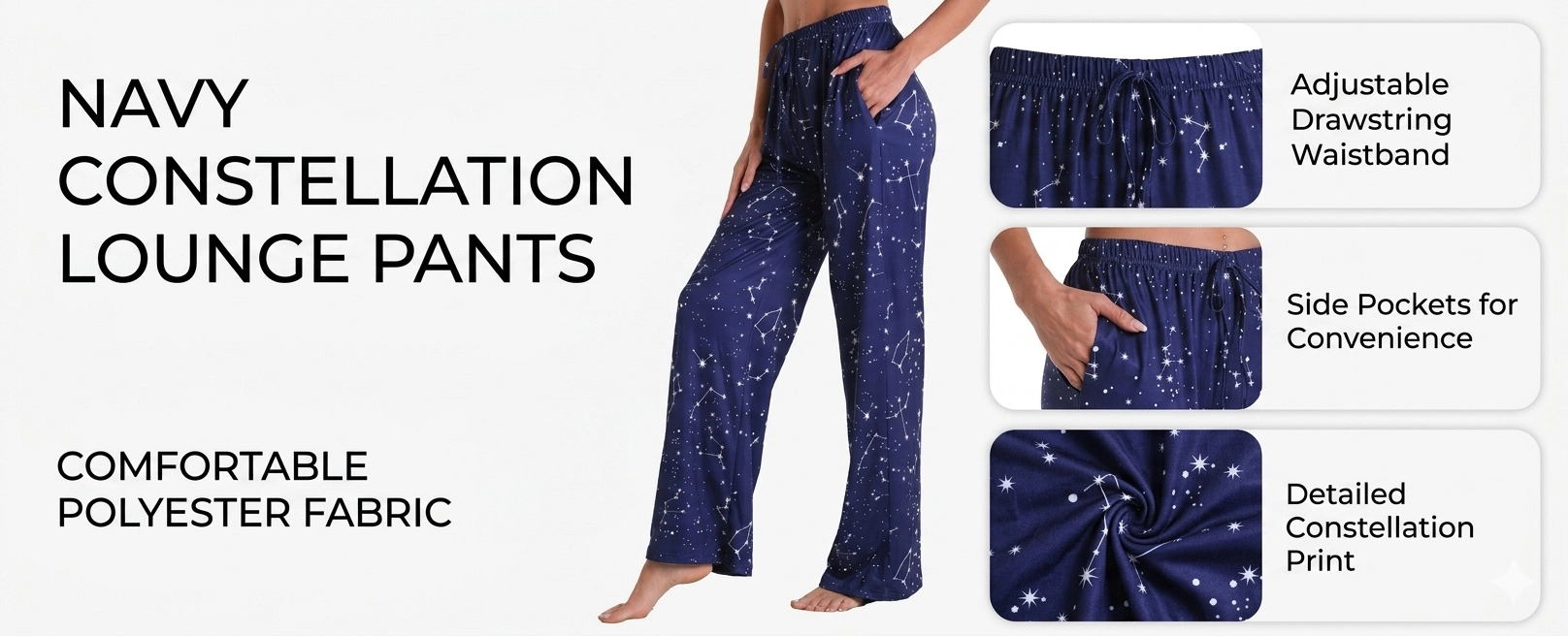 Women Comfy Casual Pajama Pants with Pockets & Drawstring