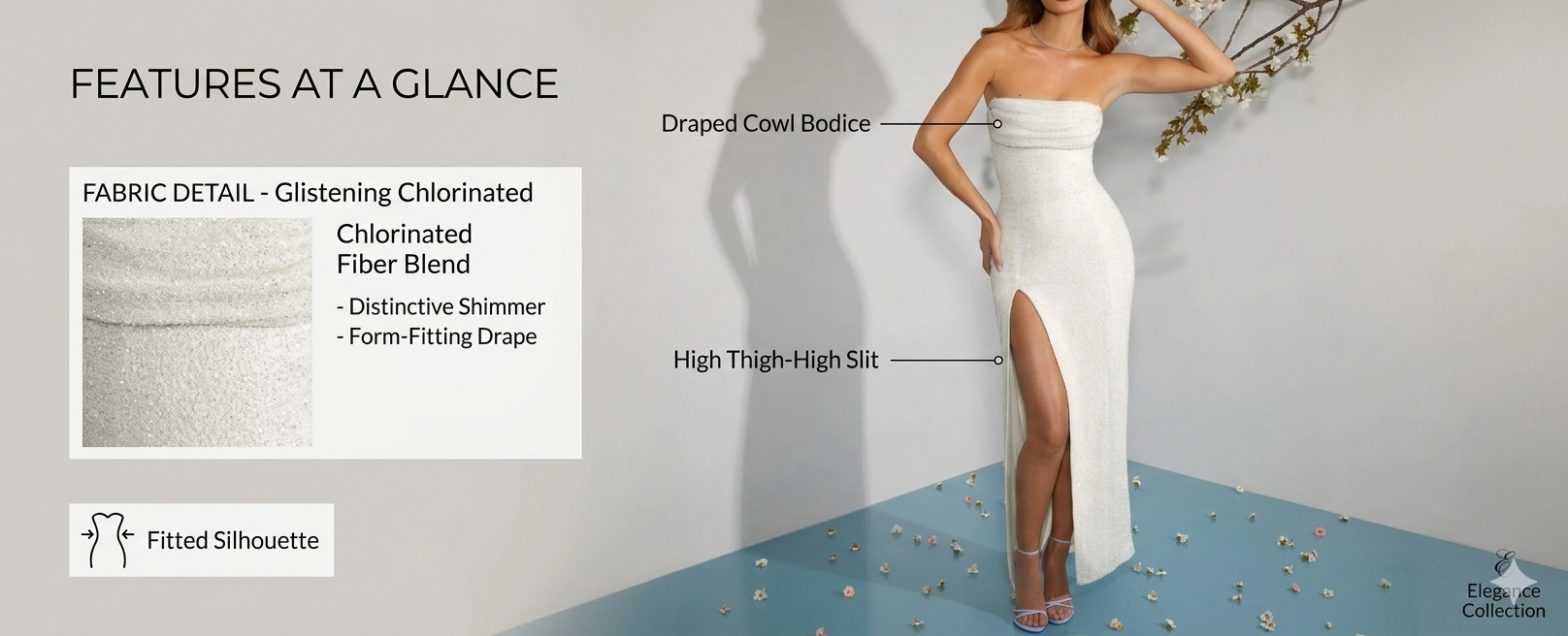 Strapless Side Slit Party Banquet Maxi Dress