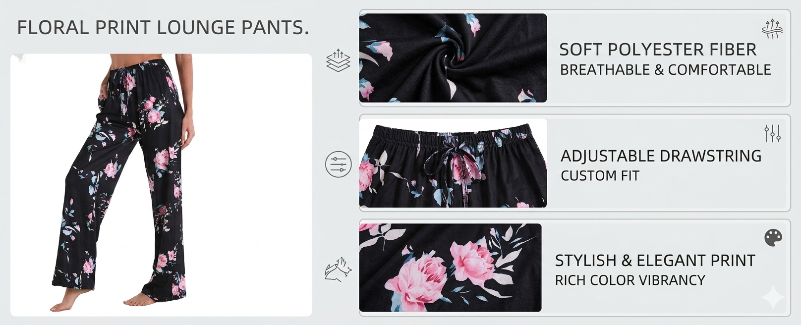 Women Comfy Casual Pajama Pants with Pockets & Drawstring