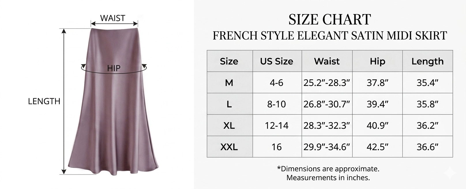 French Style Elegant Satin Midi Skirt - High Waist Draped Silk-like Skirt