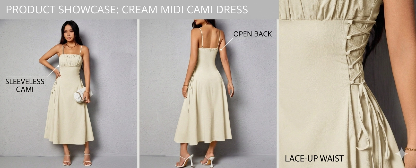 Minimalist Sleeveless Slip Dress with Adjustable Waist Tie
